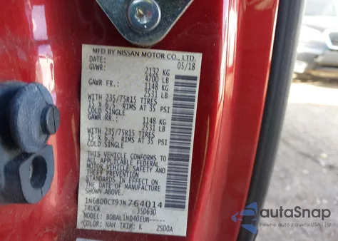 2018 Nissan Frontier S z USA, uszkodzony, nr VIN 1N6BD0CT9JN764014